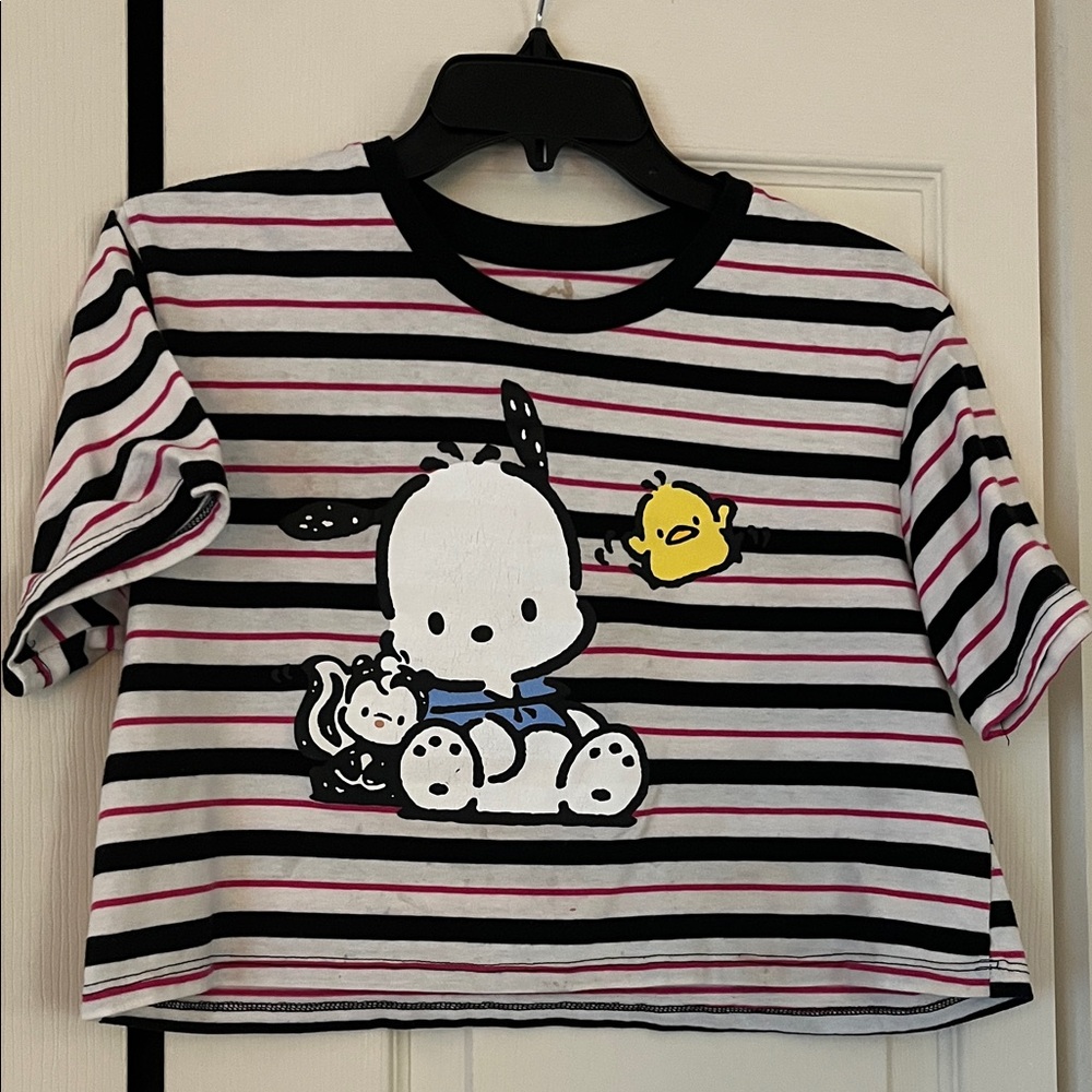 Pochacco Striped Crop Top with Black and Pink Accents